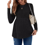 Women’s Maternity Sweater – Long Sleeve V-Neck Striped Knit Pullover, Winter Pregnancy Jumper Top for Stylish Moms