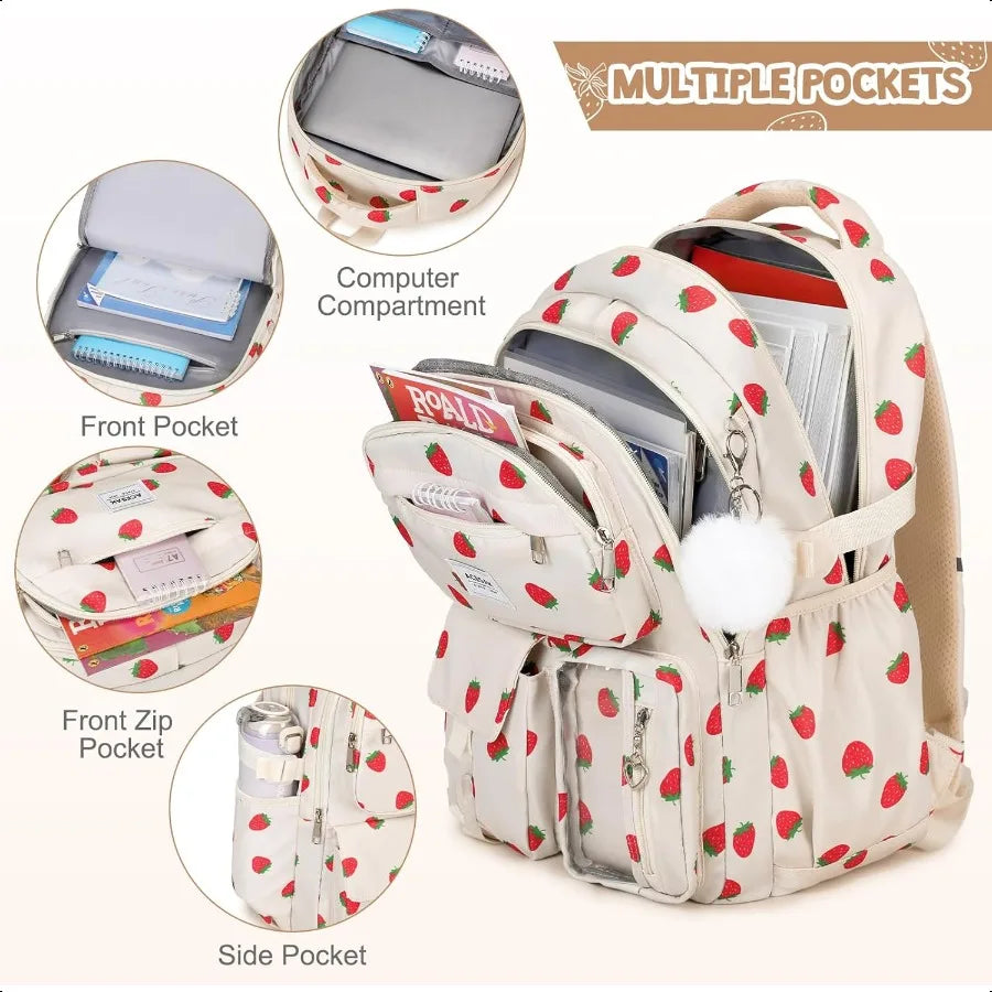 Backpack for Girls – School Backpack with Lunch Bag & Pencil Pouch, Teen Laptop Backpack for Women, Elementary to High School