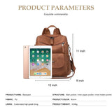 Waterproof PU Leather Backpack Purse for Women – Brown Casual Shoulder Handbag