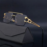 2024 Vintage Rimless Sunglasses – Oversized Square Gradient Shades with Double Bridge & UV400 Protection (Unisex)
