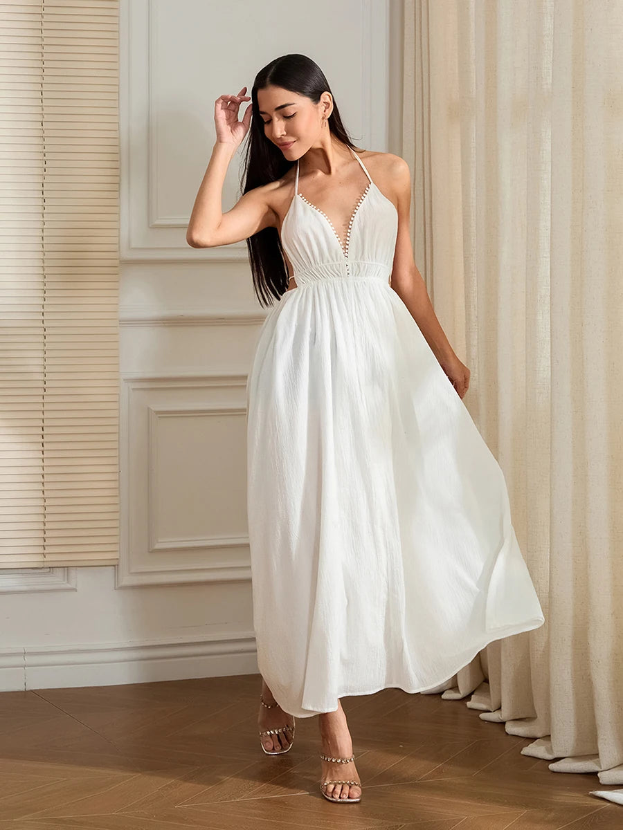 Elegant Sleeveless Maternity Maxi Dress – Ruched Empire Waist Pregnancy Gown for Baby Shower, Photoshoot & Summer Wear