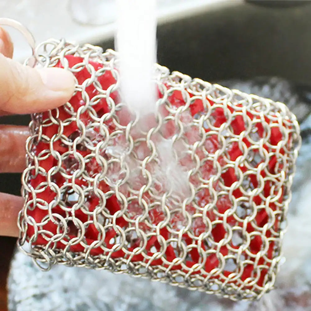 Stainless Steel Chainmail Scrubber for Cast Iron – Heavy-Duty Skillet & Pan Cleaner 🥘🔗