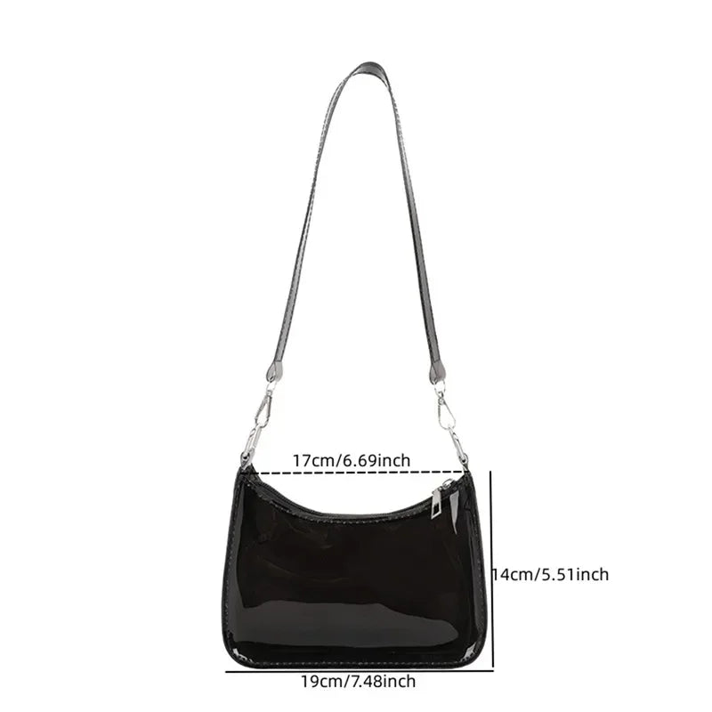 Clear Jelly Shoulder Bag for Women – Small Zipper Under-arm Purse Transparent Fashion Handbag