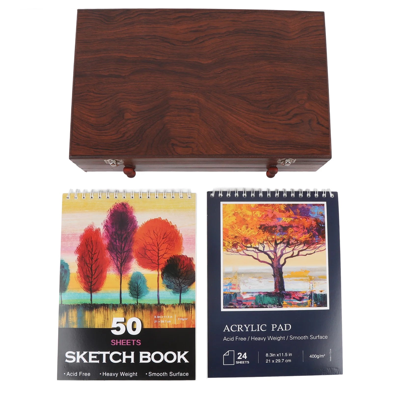 142-Piece Ultimate Wooden Art Set – 24 Colored Pencils, 24 Oil Pastels, 60 Crayons & Watercolor Kit 🎨