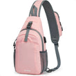 RFID-Protected Sling Bag – USB Charging Crossbody Backpack for Travel & Hiking | Lightweight Chest Daypack for Women & Men (Pink)