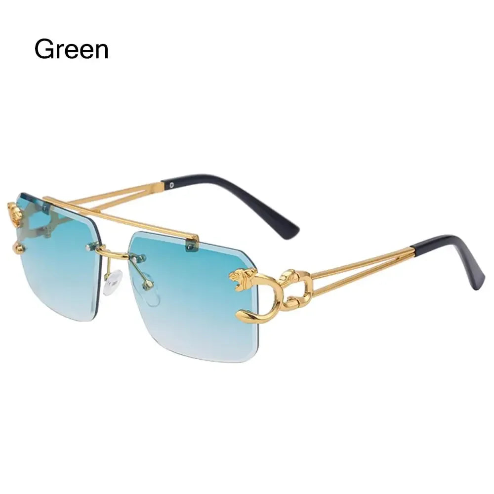 2024 Vintage Rimless Sunglasses – Oversized Square Gradient Shades with Double Bridge & UV400 Protection (Unisex)