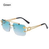 2024 Vintage Rimless Sunglasses – Oversized Square Gradient Shades with Double Bridge & UV400 Protection (Unisex)