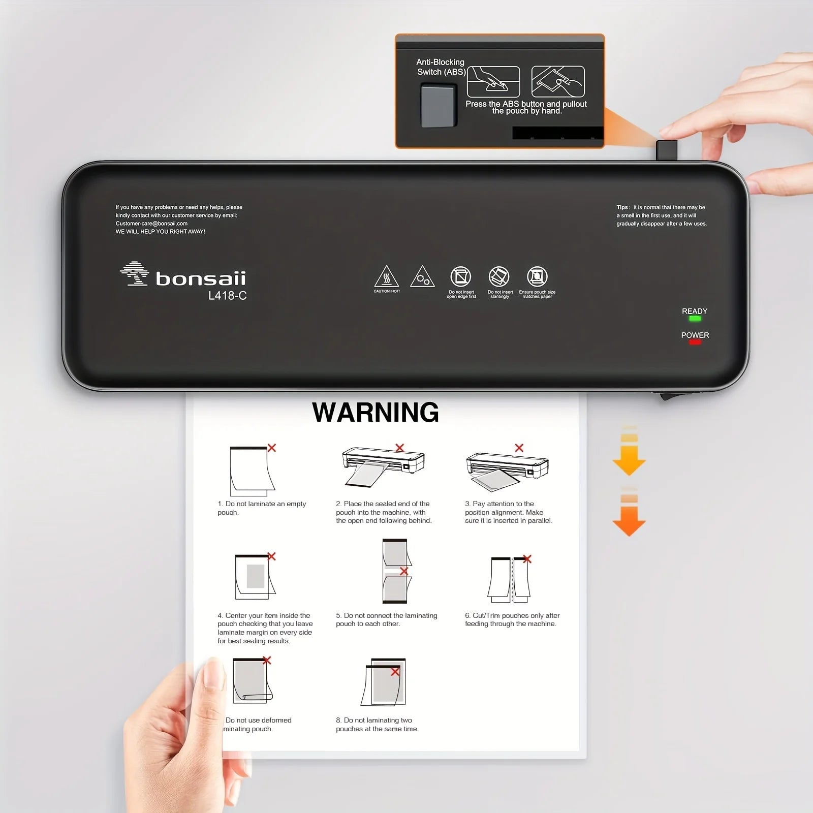 Bonsaii 9″ Thermal Laminator – Compact Jam‑Proof Laminating Machine with Precision Temperature Control