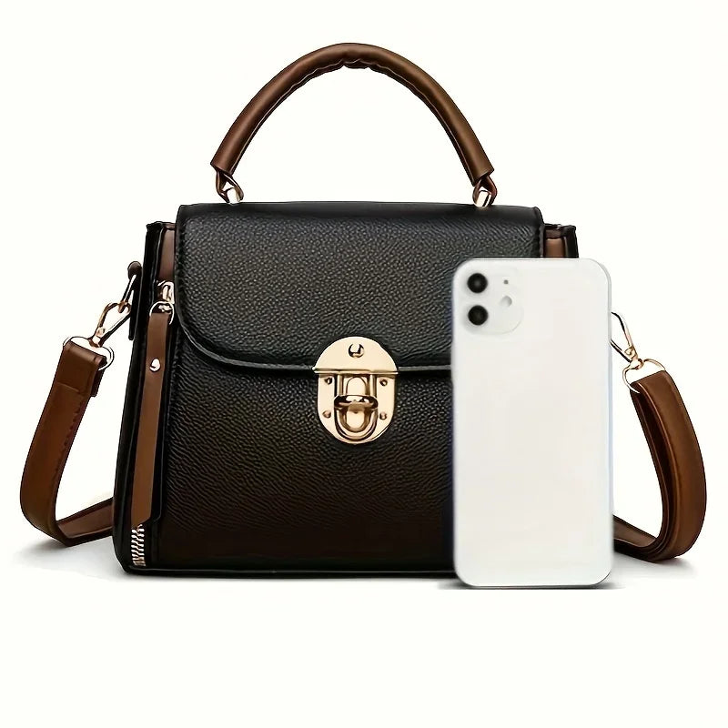 Women’s PU Leather Small Handbag – Fashion Shoulder & Crossbody Bag with Top Handle, Designer Daily Shopping Pouch