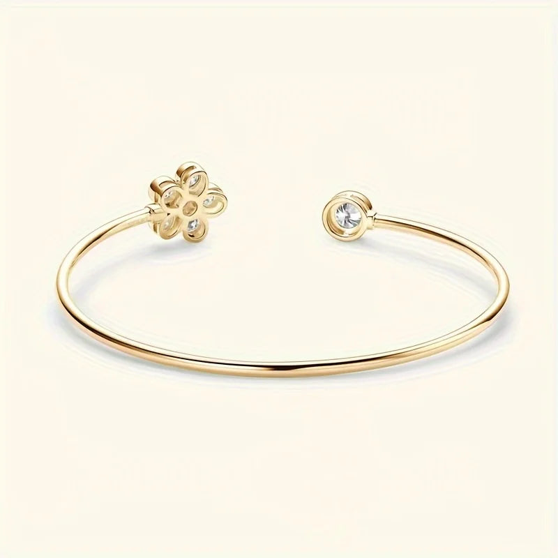 S925 Silver Bracelet with 1.1CT Moissanite – Elegant Small Flower Design for Men & Women 🌸💎