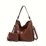 Women’s 2-Piece PU Leather Tote & Crossbody Set – Large Capacity Top-Handle Satchel + Shoulder Travel Bag