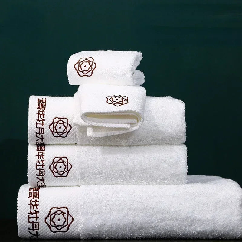 Embroidered Crown White Bath Towel – 100% Cotton Luxury Hotel Style
