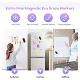 Ultra Fine Tip Dry Erase Markers – 12-Pack Magnetic Whiteboard Markers with Erasers (0.7mm) 🧲