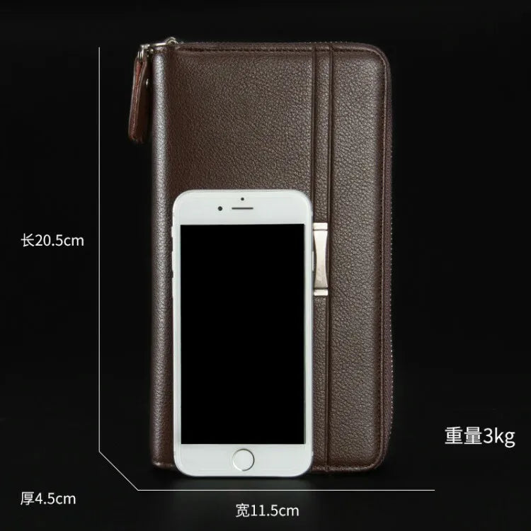 Men’s Long Leather Clutch Wallet – Large Business Handbag with Phone Pocket, Card Holder & Premium Gift Design