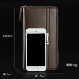 Men’s Long Leather Clutch Wallet – Large Business Handbag with Phone Pocket, Card Holder & Premium Gift Design
