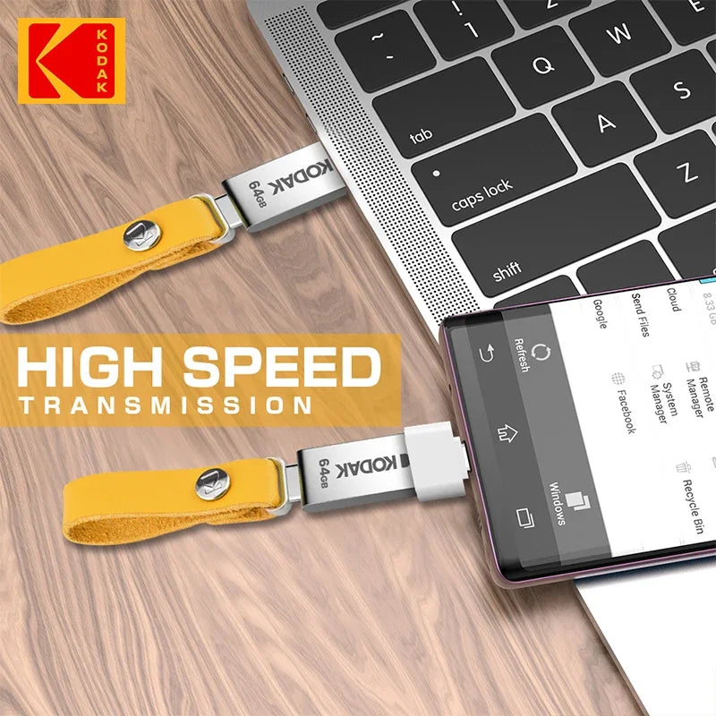 Kodak K122 Metal USB Flash Drive – Durable Pen Drive Memory Stick 32GB/64GB/128GB for Laptops, PCs & Data Backup