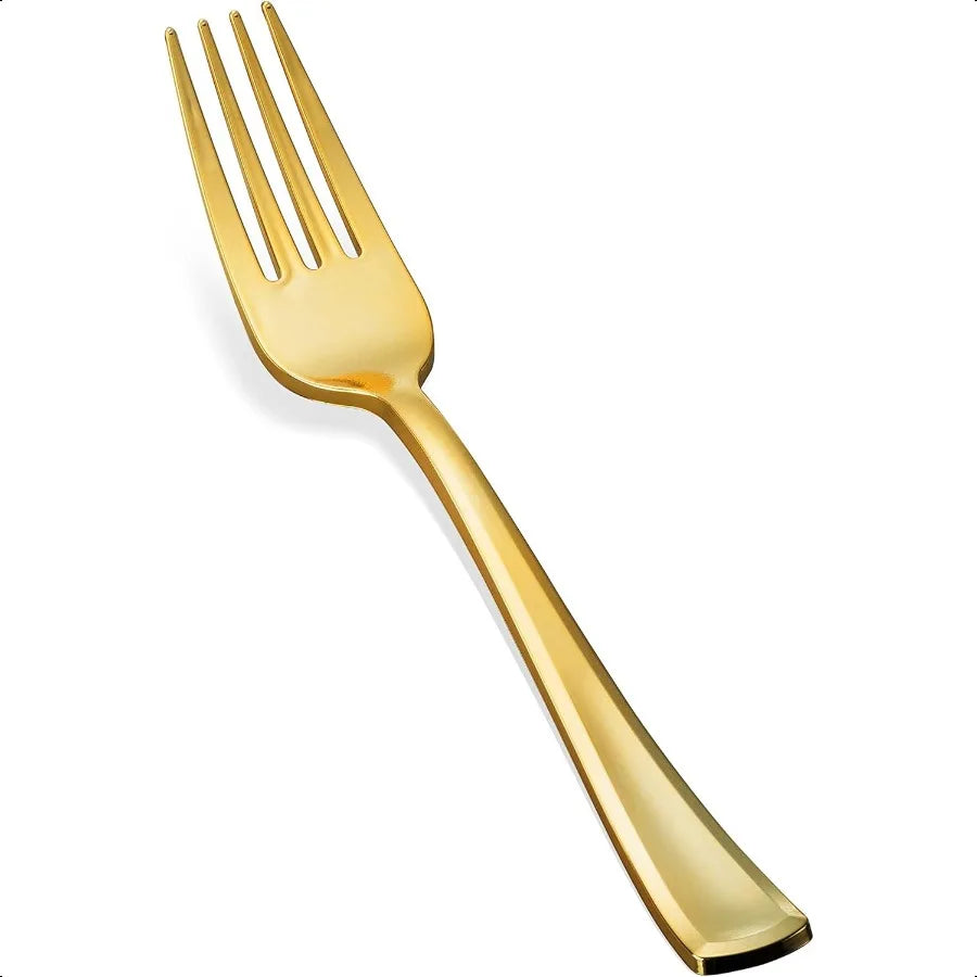 160-Piece Heavy-Duty Disposable Flatware Set – 80 Gold Forks, 40 Gold Spoons & 40 Gold Knives for Parties & Events