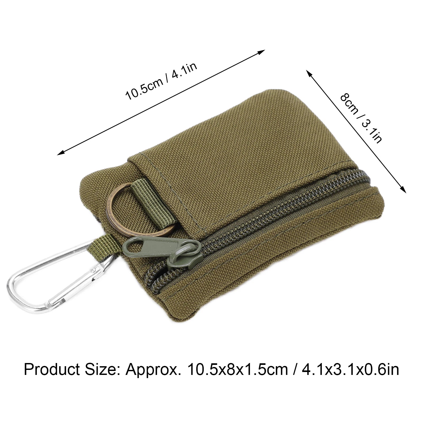 Mini Outdoor MOLLE Pouch – Nylon Zipper EDC Pocket Wallet with Carabiner for Keys, Cards & Essentials