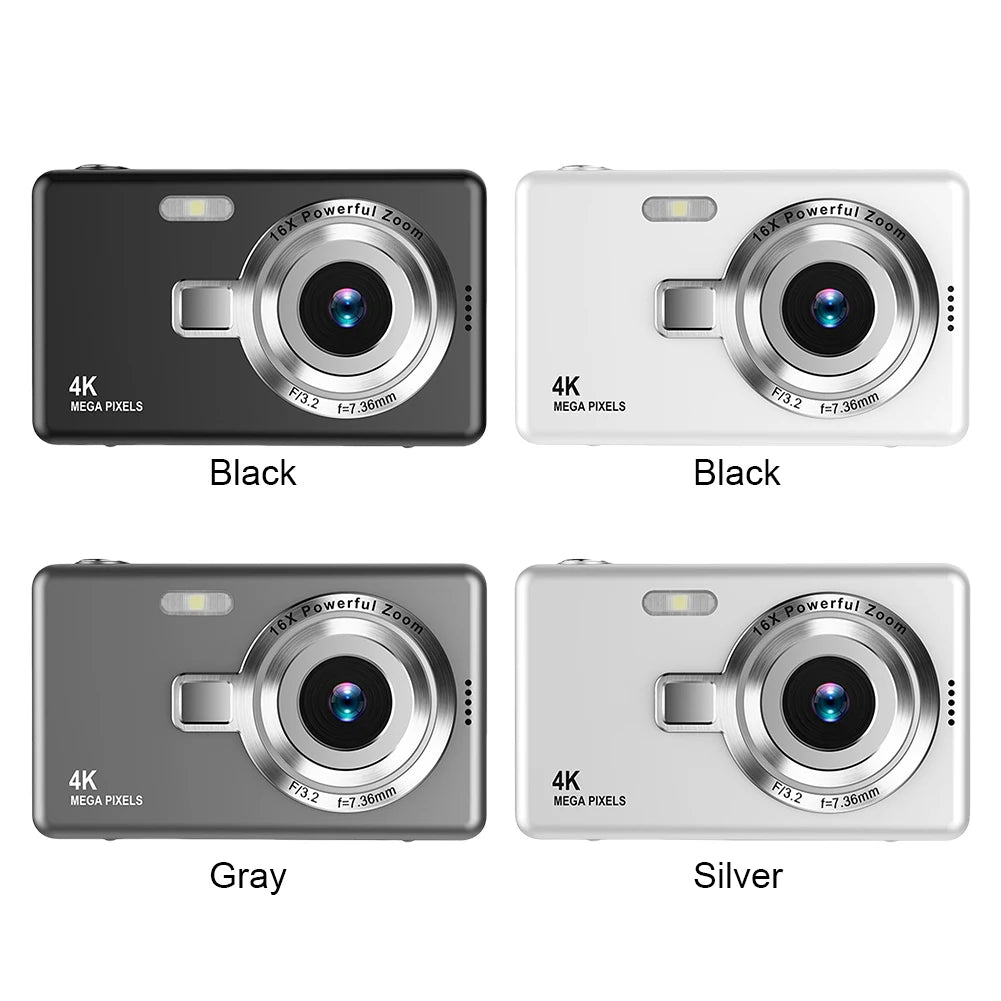 4K & 1080P Digital Vlogging Camera – Anti-Shake, Autofocus, 2.4" IPS Screen, Photography for Kids & Beginners