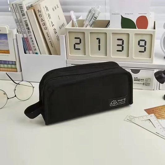 Simplicity Multifunctional Canvas Pencil Case – High-Capacity Stationery Storage Bag