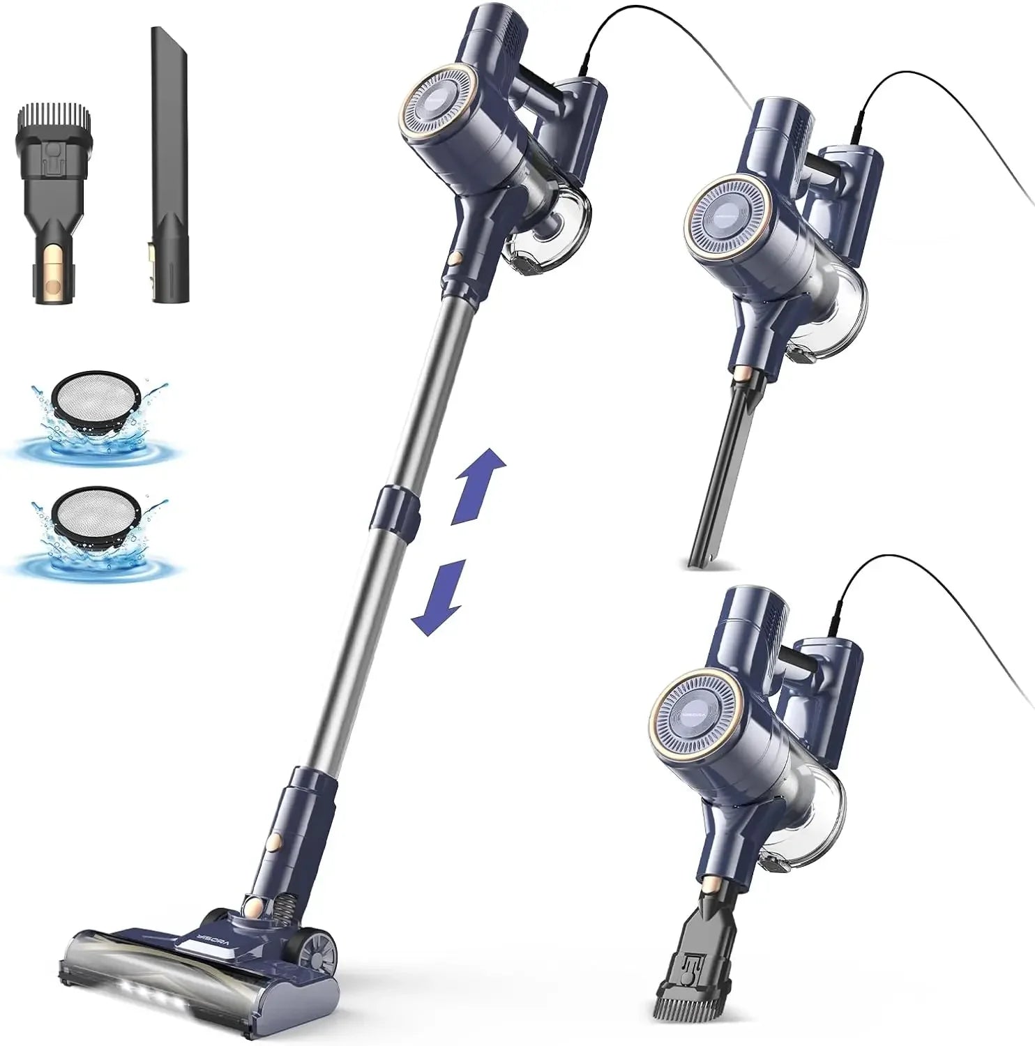DEVOAC Corded Vacuum Cleaner 600W 23 kPa – 6-in-1 Hand-Stick Vacuum with HEPA Filtration
