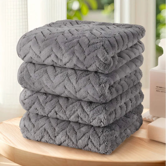 Solid Color Towel Set – 4pcs Ultra Soft & Highly Absorbent Towels, 4 Color Options for Bathroom, Kitchen & Daily Home Use