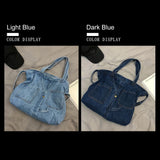 Retro Denim Large Capacity Crossbody & Shoulder Messenger Bag for Women – Vintage Pocket Tote Satchel