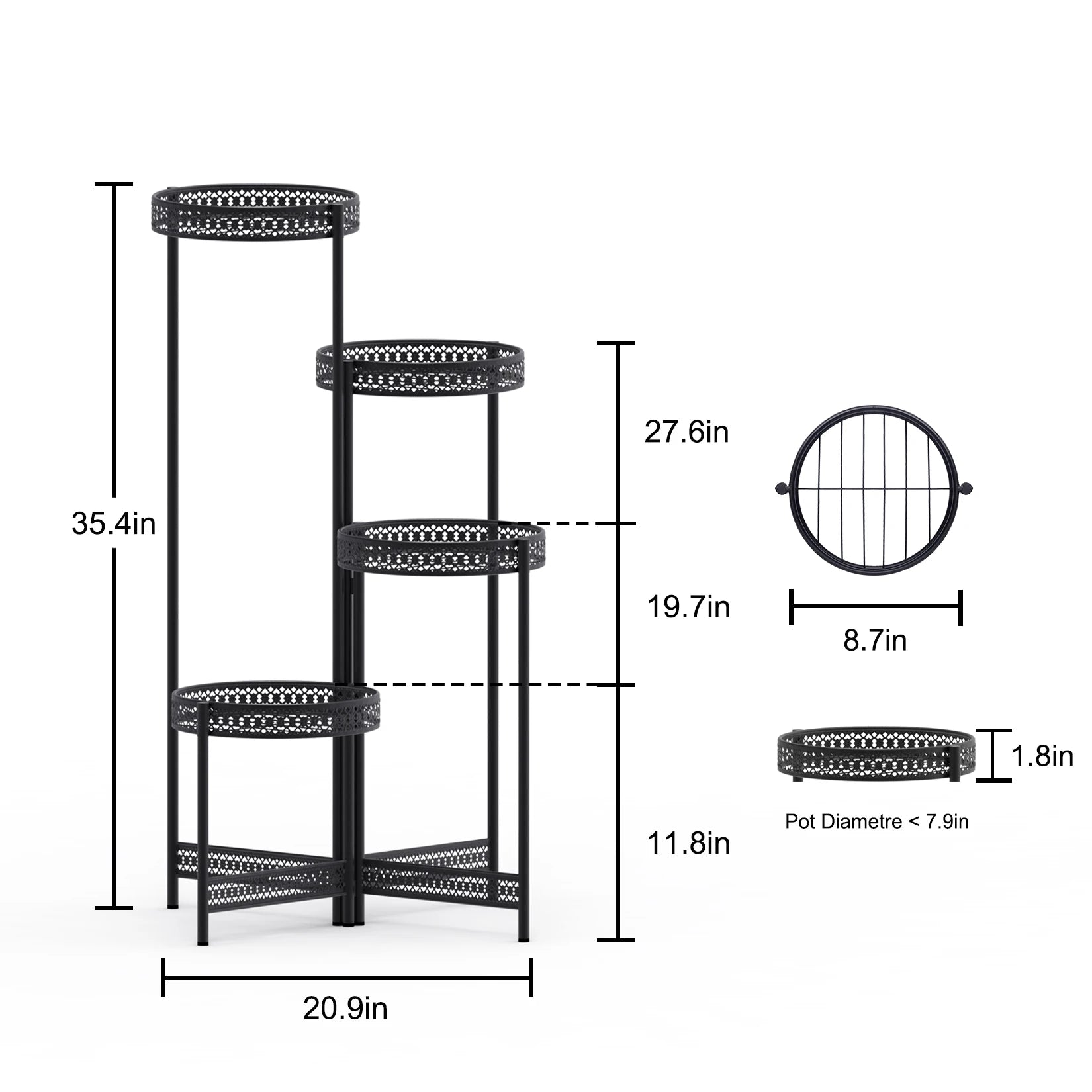 “Metal Flower Pot Rack Plant Stand – 3/4 Tier Garden Planter Corner Shelf for Indoor & Outdoor Storage & Display”