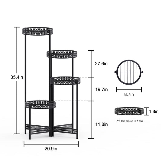 “Metal Flower Pot Rack Plant Stand – 3/4 Tier Garden Planter Corner Shelf for Indoor & Outdoor Storage & Display”