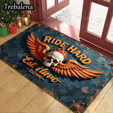 Ride Hard Skull Wings Welcome Doormat – Vintage Biker Home Entry Rug (Indoor/Outdoor Use)
