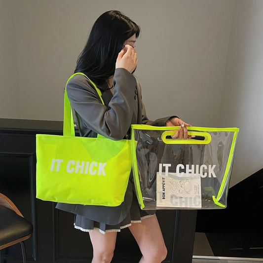 Women’s PVC clear jelly tote bag – large-capacity waterproof handbag, multifunctional transparent purse for beach, summer & daily use