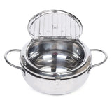 304 Stainless Steel Deep Fryer Pot with Temperature Control & Lid – Premium Oil Frying Pan