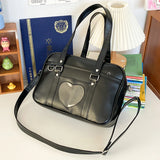 Women’s Transparent Love-Heart Satchel – Adjustable Strap PU Crossbody Bag