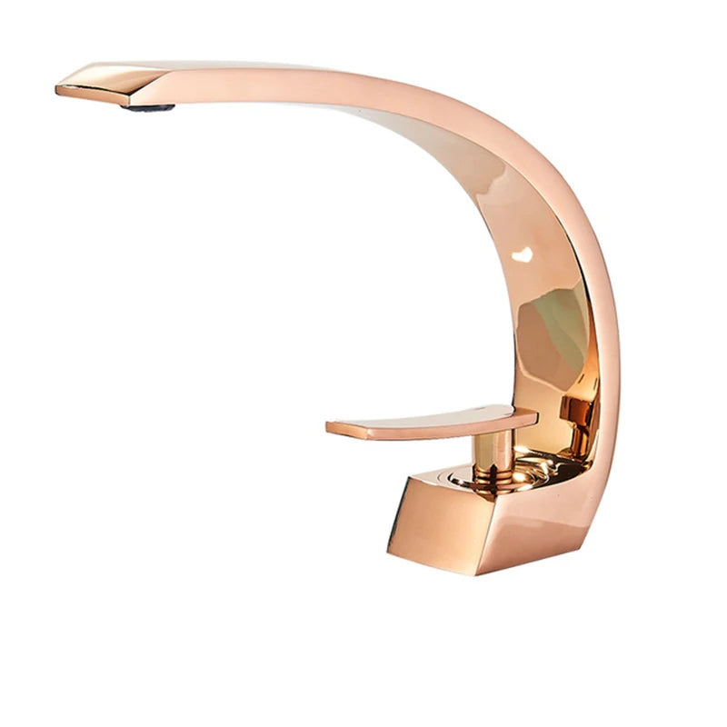 Black/Chrome Deck-Mount Basin Mixer Faucet – Single-Lever Hot & Cold Water Tap