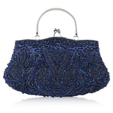 Women’s Retro Beaded Embroidered Evening Bag – Bridal Clutch with Chain Strap for Weddings, Parties & Banquets