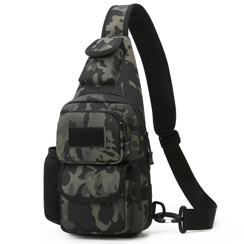 Men’s Casual Outdoor Chest Bag – Multi-Functional Sports Shoulder Messenger with Water Bottle Pouch & Crossbody Design