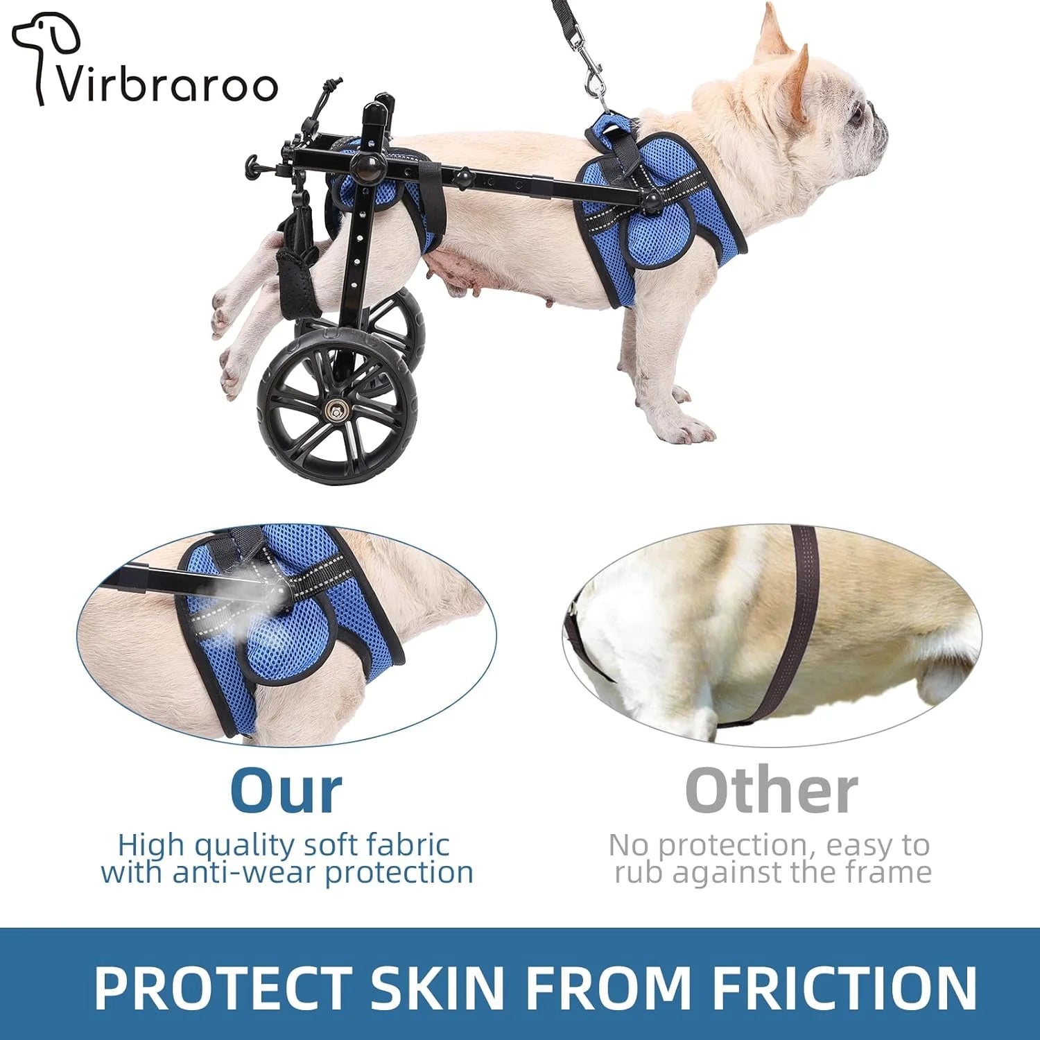 Adjustable Dog Wheelchair for Back Legs – Upgraded All-Terrain Tires, Durable Bearings & Reflective Safety Straps for Mobility Support