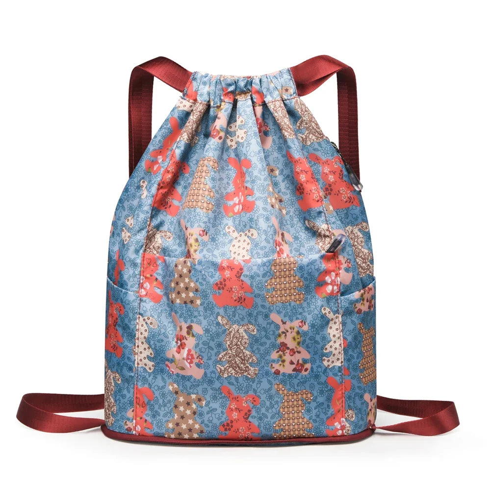 Foldable Drawstring Sports Backpack – Unisex Casual Knapsack with Dry & Wet Separation