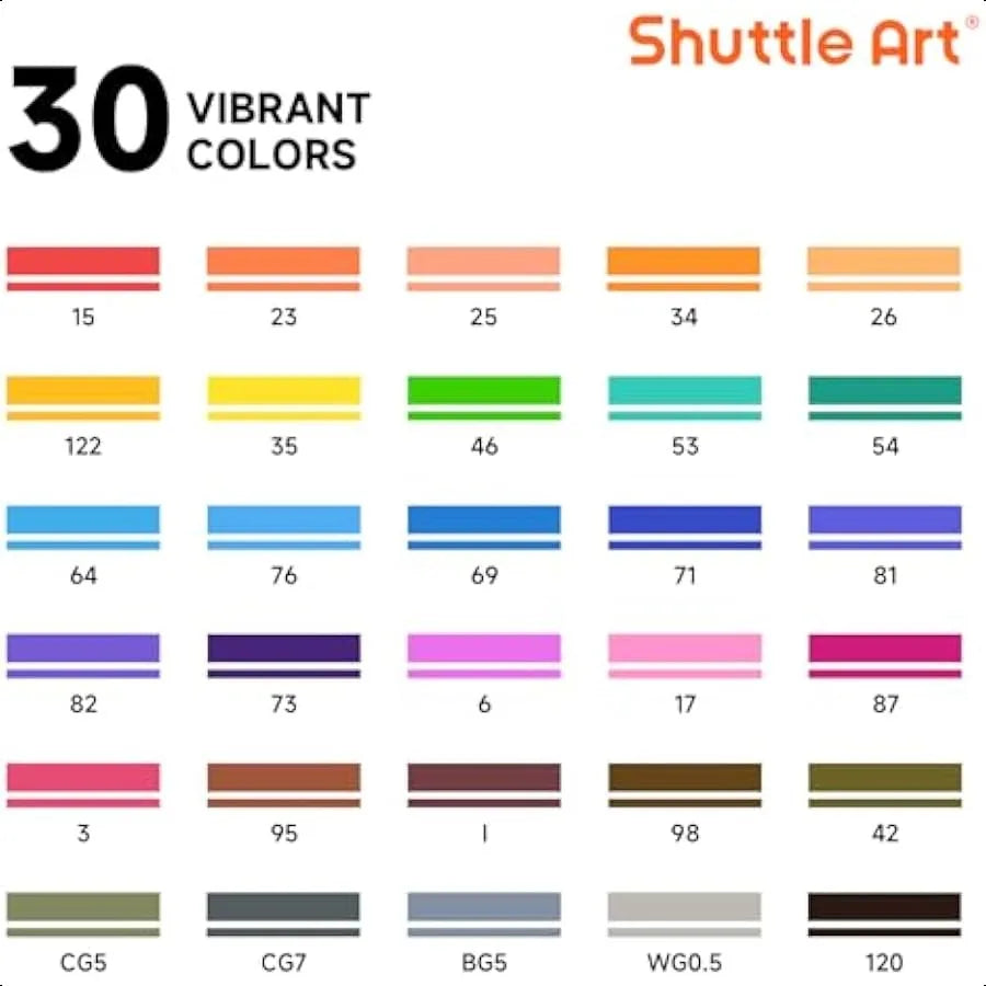 Dual Tip Art Markers – 30 Colors Permanent Alcohol-Based Pens for Sketching, Coloring & Illustration 🎨