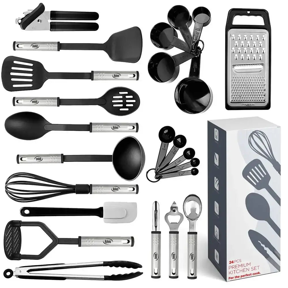 24-Piece Non-Stick Nylon & Stainless Steel Kitchen Utensil Set – Cooking Tools for Home Chef