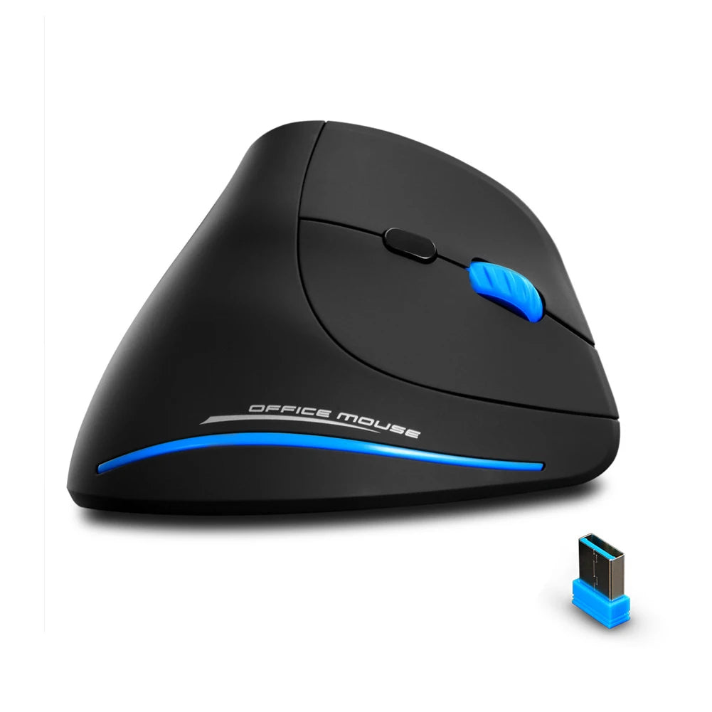Zelotes F-35A Wireless Vertical Mouse – Ergonomic 6-Button Optical Mouse with USB Receiver, 3 Gears & 2400 DPI Adjustable