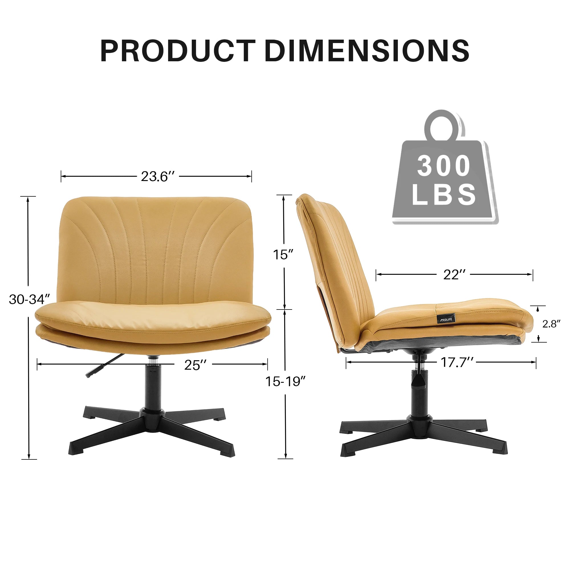 💺 Redlife Criss-Cross Office Chair – PU Leather Ergonomic Desk Chair with Adjustable Rotating Legs & Double Cushion