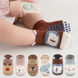 6-Pairs Kids’ Cotton Socks – Non-Slip Baby Floor Socks with Cute Cartoon Animal Patterns for Boys & Girls, Breathable & Comfy