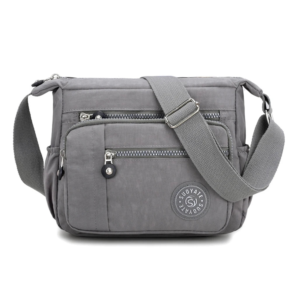 Women’s Waterproof Nylon Floral Multi-Pocket Crossbody Bag – Casual Shoulder Messenger Bag