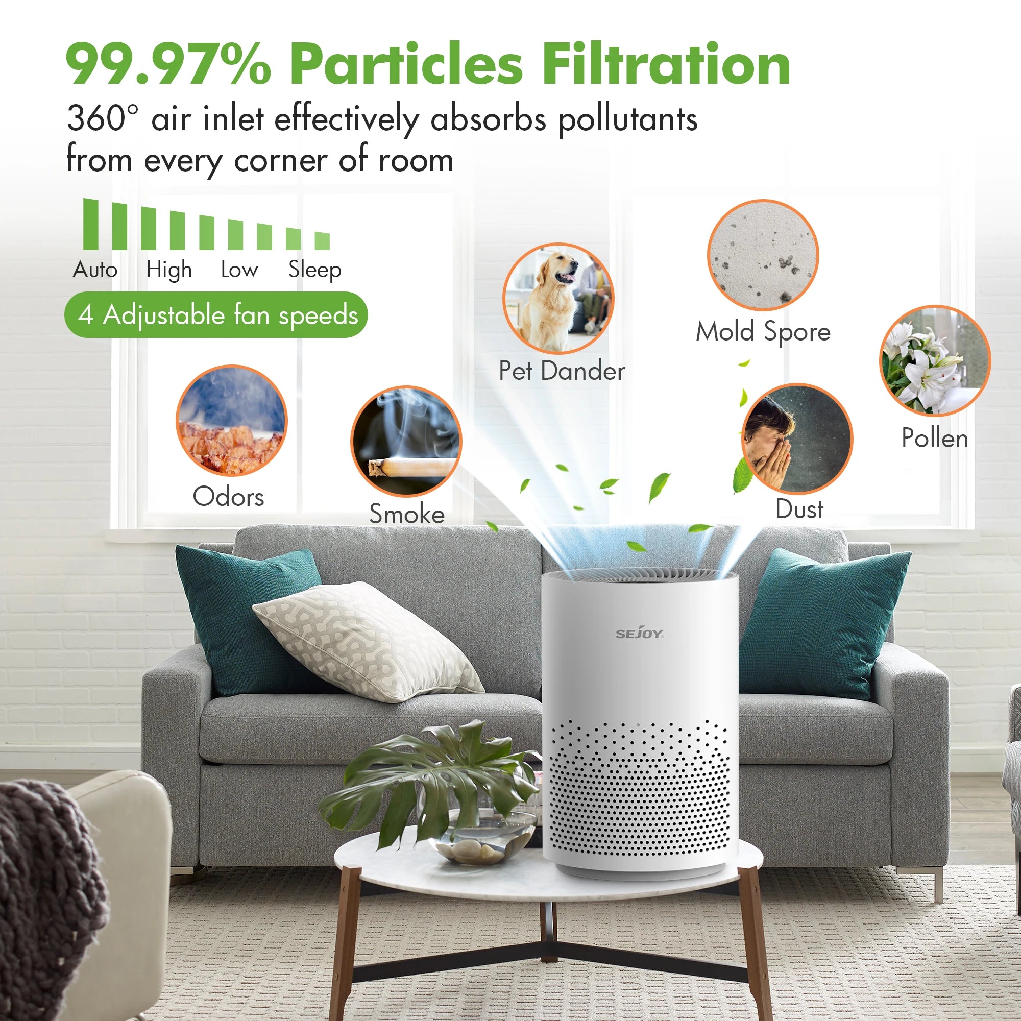 True HEPA Air Purifier – 4 Speeds, Timer, Cold Plasma + 360° Inlet for Bedrooms & Small Spaces