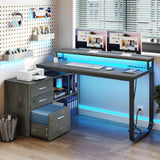 L-Shaped Gaming Computer Desk – Home Office Corner Desk with File Drawers for Storage & Organization