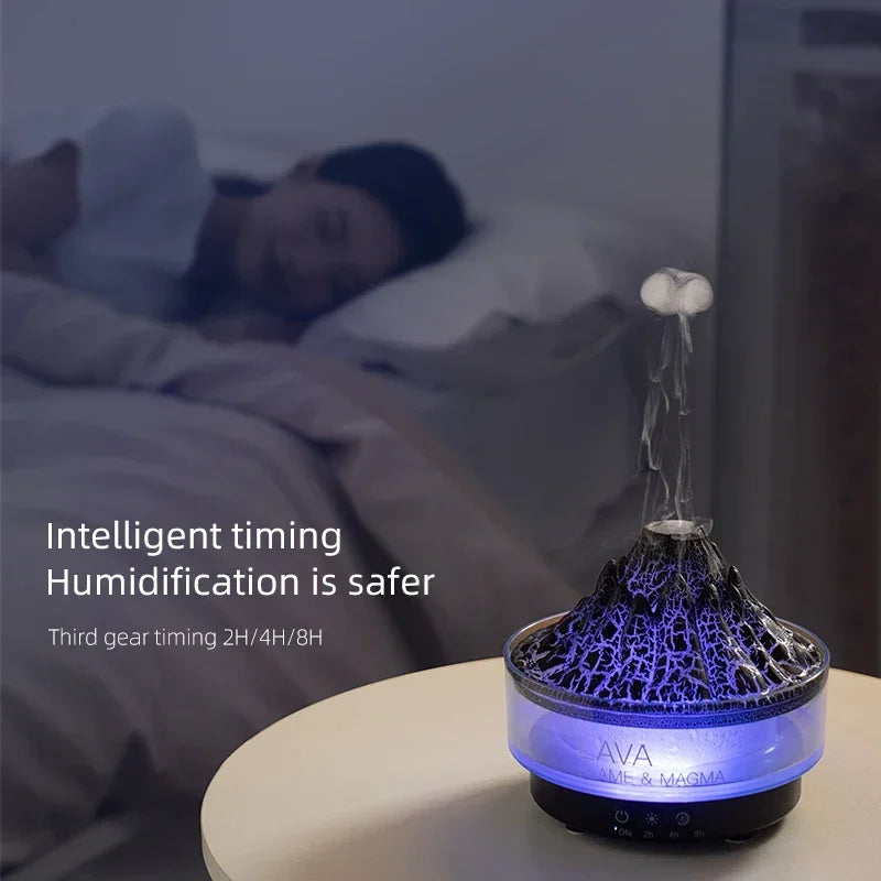 Glacier Lava Humidifier with Color LED & Realistic Flame Effect – Aroma Diffuser with 3-Speed Timer
