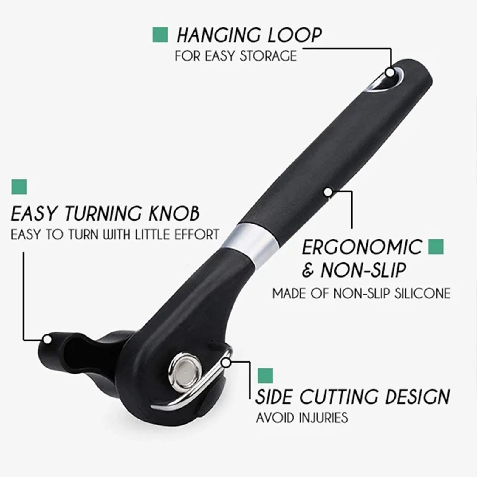 Multifunctional Handheld Stainless Steel Can Opener – Safe Side-Cut, Smooth Edge Kitchen Tool
