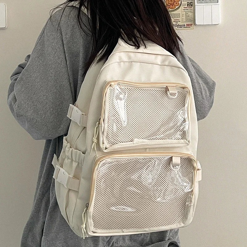 Japanese Style Transparent Ita Backpack for Girls – Large Capacity Display School Bag for College Students