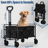 Garden Handcart with Four Foldable Wheels – Portable Cargo Transport Trolley, One-Hand Carry, Heavy-Duty Folding Utility Wagon for Outdoor & Home Use